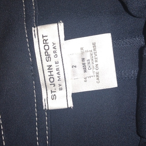 Navy Blue St. John Sport Pants with White Stitching 2 - Picture 4 of 10